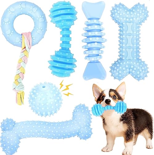 CGBD Puppy Toys, 6 Pack Dog Chew Toys for Puppy teething Cute Blue Dog Toys for Small Breed Puppies Teething Toys for Cleaning Teeth Outdoor Interactive Toy Soft Durable Puppy Chew Toys for Small Dogs CGBD Puppy Toys, 6 Pack Dog Chew Toys for Puppy teething Cute Blue Dog Toys for Small Breed Puppies Teething Toys for Cleaning Teeth Outdoor Interactive Toy Soft Durable Puppy Chew Toys for Small Dogs von CGBD