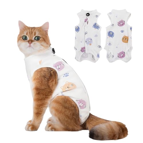 Katze Chirurgie Erholungsanzug, Katzenbody Nach Op, Kastration Haustier-medizinisches chirurgisches Hemd Operationsgenesungsanzüge, Cat Onesie für Anti Lecken, Verstellbare Größen, Leicht zu tragen von CGLRybO