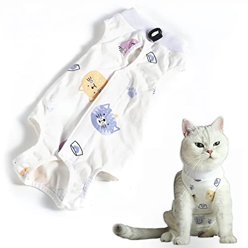 Professioneller Genesungsanzug für Katzen für Bauchwunden oder Hautkrankheiten, E-Halsband Alternative für Katzen, nach Operationen tragen, Pyjamaanzug von CGLRybO