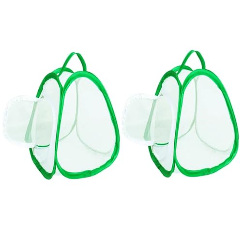 Schmetterlingsnetz Cage 2pcs Mesh Schmetterlingslebensraum Haus mit Griff und Reißverschluss zum Transport von Anheben, Grün von CGTQROVR