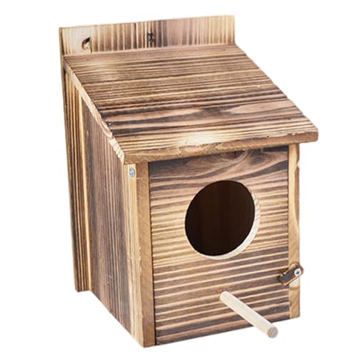 Vogelhaus 7x7x9 Zoll kreative natürliche Holzvogelhäuser mit rundem Loch für kleine Vögel im Freien Garten Ornamente Garten Accessoire von CGTQROVR