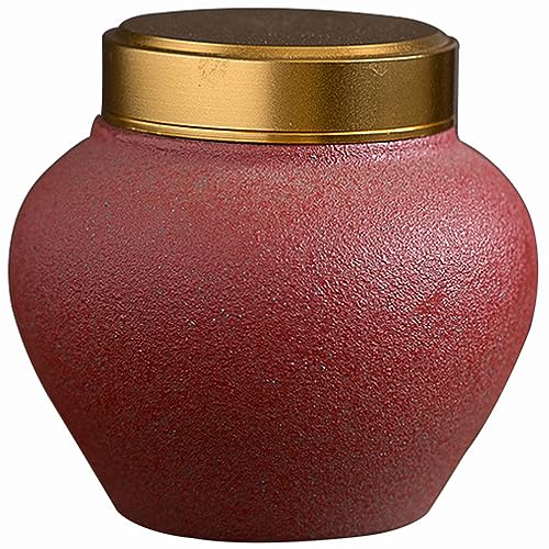 CHAKEUZND Mini-Haustierurnen, Handgefertigte Urne aus Keramik mit einem Fassungsvermögen von 10 Kubikzoll for Menschen und Haustiere, Mehrfarbig(Red) von CHAKEUZND