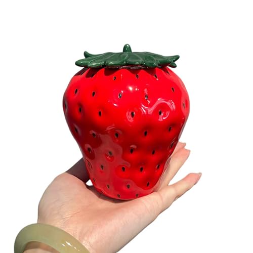 CHAKEUZND Mini-Haustierurnen, Keramik-Urne for Asche, Andenken, Gedenken, Teilen, Erdbeere, Mehrfarbig(Red) von CHAKEUZND