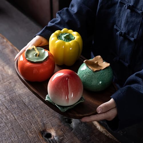 CHAKEUZND Mini-Haustierurnen, Keramik-Urnen for die Einäscherung, Erinnerungsstücke, Obst und Gemüse, Mehrfarbig, 4 Stück(Set of 4) von CHAKEUZND