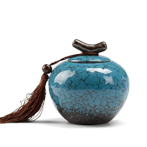 CHAKEUZND Mini-Haustierurnen, Kleine Keramik-Andenken-Urne for die Asche von Menschen und Haustieren, 2,5 Kubikzoll, Mehrfarbig(Blue) von CHAKEUZND