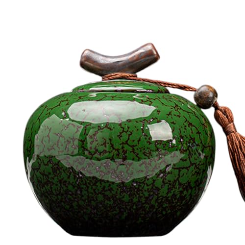 CHAKEUZND Mini-Haustierurnen, Kleine Keramik-Andenken-Urne for die Asche von Menschen und Haustieren, 2,5 Kubikzoll, Mehrfarbig(Green) von CHAKEUZND
