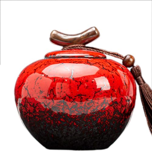 CHAKEUZND Mini-Haustierurnen, Kleine Keramik-Andenken-Urne for die Asche von Menschen und Haustieren, 2,5 Kubikzoll, Mehrfarbig(Red) von CHAKEUZND