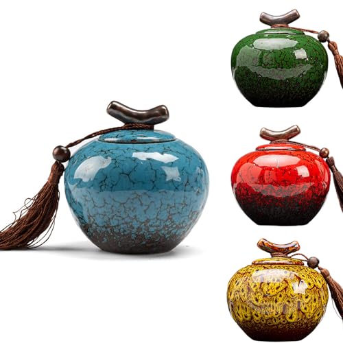 CHAKEUZND Mini-Haustierurnen, Kleine Keramik-Andenken-Urne for die Asche von Menschen und Haustieren, 2,5 Kubikzoll, Mehrfarbig(Set of 4) von CHAKEUZND