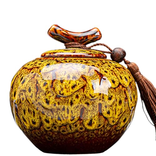 CHAKEUZND Mini-Haustierurnen, Kleine Keramik-Andenken-Urne for die Asche von Menschen und Haustieren, 2,5 Kubikzoll, Mehrfarbig(Yellow) von CHAKEUZND