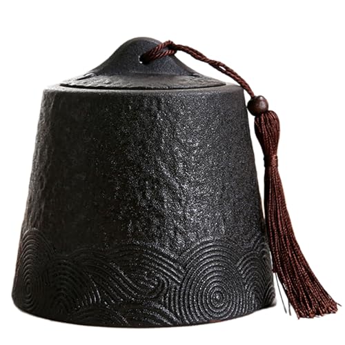 CHAKEUZND Mini-Haustierurnen, Kleine Keramikurne for menschliche Asche, Schwarz(Cylindrical) von CHAKEUZND