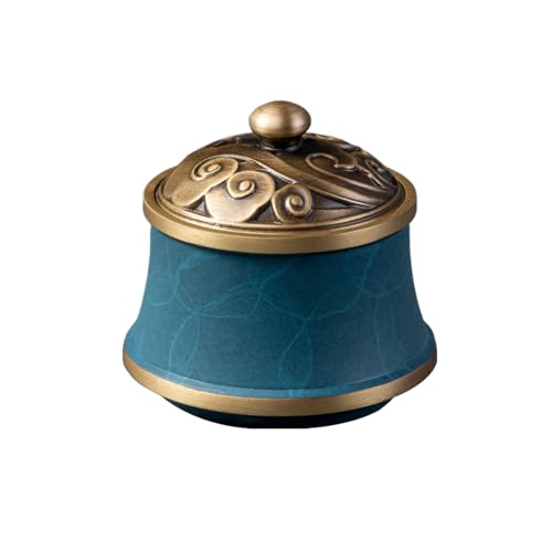 CHAKEUZND Mini-Haustierurnen, Messing-Andenkenurnen for menschliche Asche, Mehrfarbig(Blue) von CHAKEUZND