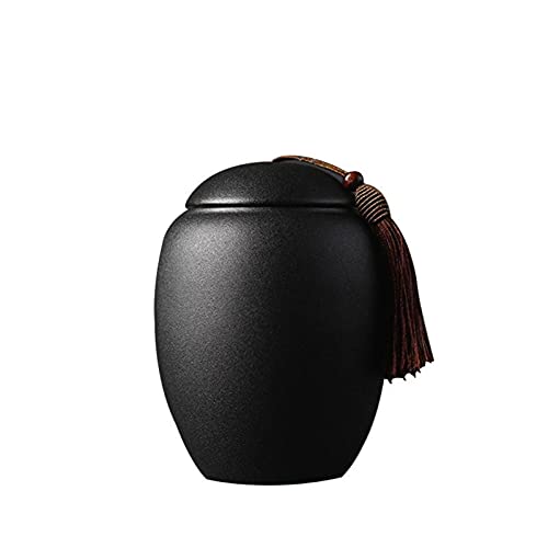 CHAKEUZND Mini-Haustierurnen, Schwarze keramische Gedenkurnen for die Einäscherung von Haustier- und Menschenasche in Mehreren Größen(3 850ml) von CHAKEUZND
