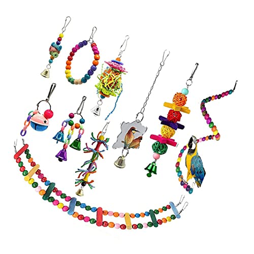 ＣＨＡＭＥＥＮ 10 Stück Vogelschaukel Vogelspielzeug Brücke hölzerne Perle Ball Käfig Spielzeug Kauspielzeug hängende Vogel Zubehör von ＣＨＡＭＥＥＮ