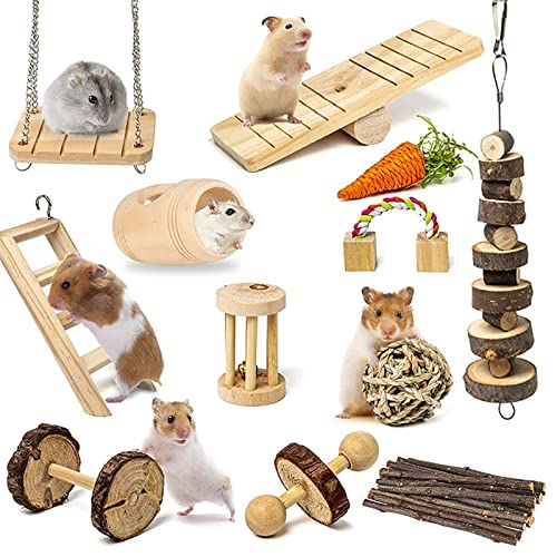 ＣＨＡＭＥＥＮ 12 Stück Hamster Kauspielzeug Meerschweinchen Chinchilla Beißspielzeug Kleintier Spielzeug Hamster Zubehör von ＣＨＡＭＥＥＮ