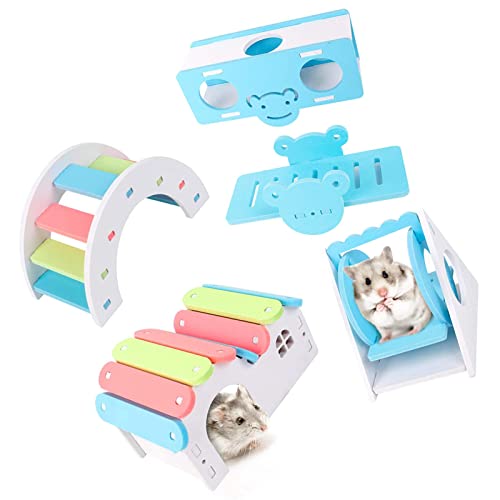 ＣＨＡＭＥＥＮ 5 Stück Hamsterspielzeug aus Holz Teeter Swing Hamster Zubehör Hamster käfig Backenzahnspielzeug für von ＣＨＡＭＥＥＮ
