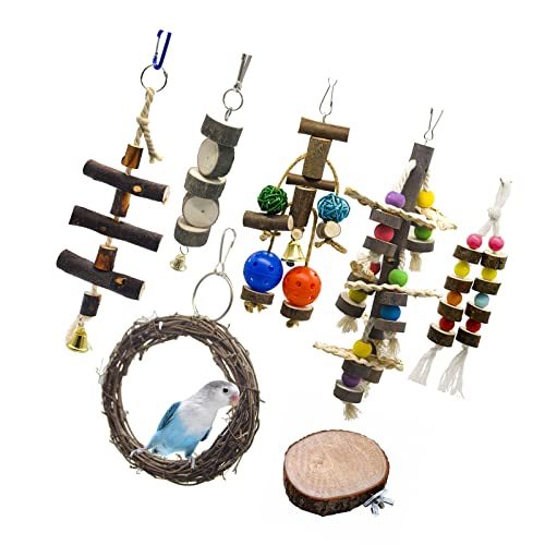 ＣＨＡＭＥＥＮ 7 Stück Papageien Schaukel Spielzeug Vogel Spielzeug Holz Sitzstange Plattform Papagei Spielzeug Vogelkäfig Zubehör von ＣＨＡＭＥＥＮ