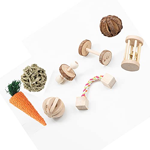 ＣＨＡＭＥＥＮ 8 Stück Hamster Kauspielzeug Zahnpflege Werkzeug Übung Ball Karotte natürliche Holzspielzeug Zubehör von ＣＨＡＭＥＥＮ