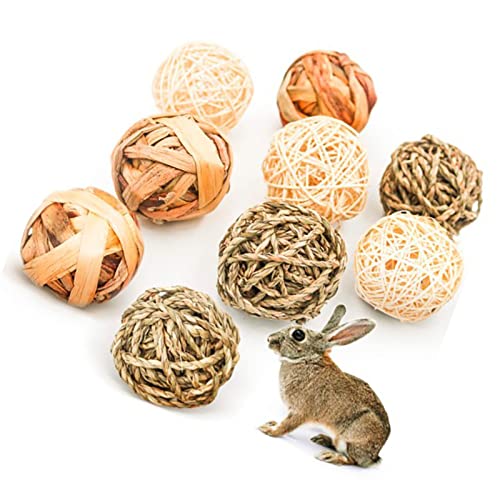 ＣＨＡＭＥＥＮ 9 teilige Kaukugel Kaninchen Spielzeug Kleintier Kauspielzeug Futter gewebt Stroh Spaß Kleintier Spielzeug von ＣＨＡＭＥＥＮ