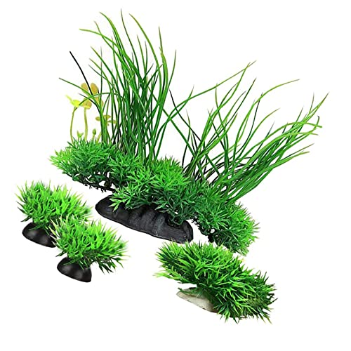 ＣＨＡＭＥＥＮ Aquarium Pflanzen Kunststoff Künstliche Pflanzen Aquarium Ornamente Mittelgroß Dekorativ Klein Gras Grün von ＣＨＡＭＥＥＮ