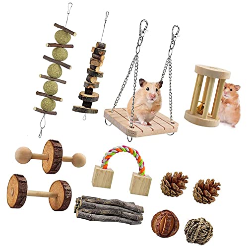 ＣＨＡＭＥＥＮ Hamsterkäfig Spielzeug Käfigzubehör Holzhantel Pflegeset Hamsterspielzeug von ＣＨＡＭＥＥＮ