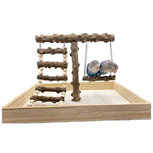 ＣＨＡＭＥＥＮ Haustier Vogel Spielzeug Stand Vogel Spielzeug hölzernen Spielplatz hängende Hängematte Schaukel Spielzeug Naturholz von ＣＨＡＭＥＥＮ