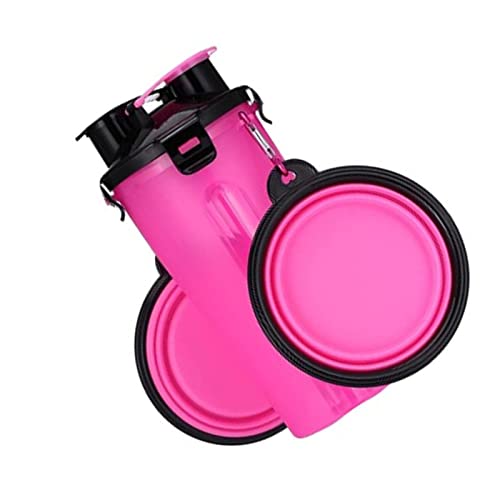 ＣＨＡＭＥＥＮ Hund Wasserflasche und Flasche 2 in 1 Folding Bowl Wasserflasche Portable Leak Proof Pet Supplies Pink von ＣＨＡＭＥＥＮ