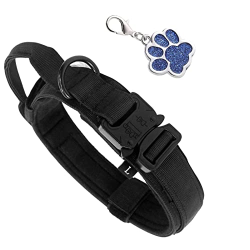ＣＨＡＭＥＥＮ Hundehalsband Verstellbar mit Stabiler Metallschnalle Hundehalsband Hunter Tactical Hundehalsband Schwarz von ＣＨＡＭＥＥＮ