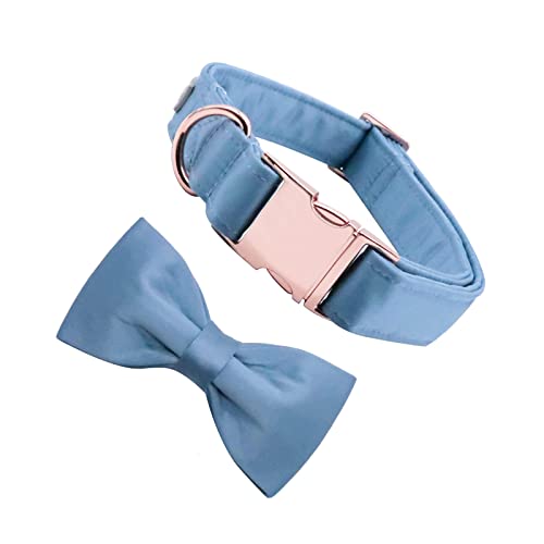 ＣＨＡＭＥＥＮ HundehalsbandSeidenblaues Hundehalsband mit KrawatteKomfortabler Abnehmbarer HalsbandknotenHalslänge 20-30 cm von ＣＨＡＭＥＥＮ