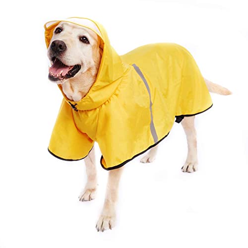ＣＨＡＭＥＥＮ Hundemantel mit Kapuze Hund große volle Abdeckung reflektierende gestreiften Wasserdichten Hundemantel gelb von ＣＨＡＭＥＥＮ