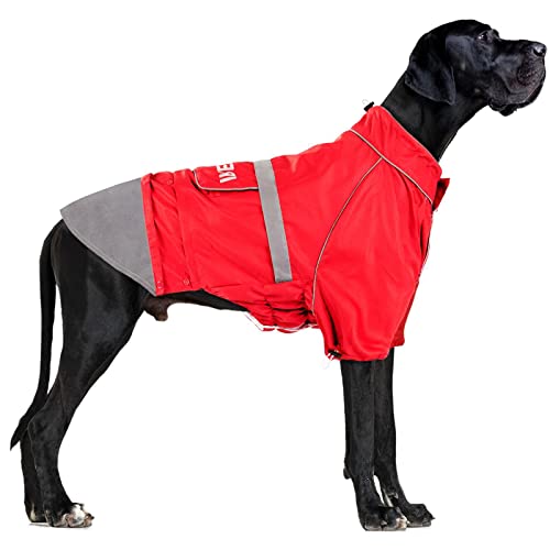 ＣＨＡＭＥＥＮ Hunderegenmantel Hundemantel mit Beinen Wasserdichter reflektierender gestreifter Hunderegenmantel Hoodie von ＣＨＡＭＥＥＮ