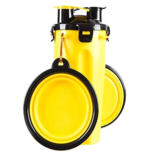 ＣＨＡＭＥＥＮ Hundewasserflasche Haustier-Reisewasserflasche 2 in 1 Doppelkammerflasche tragbare Trinkflasche (gelb) von ＣＨＡＭＥＥＮ