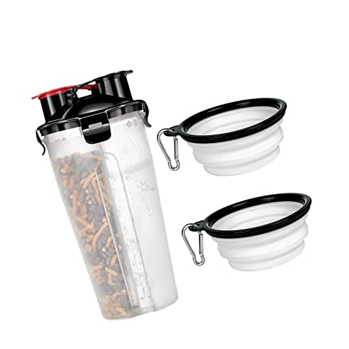 ＣＨＡＭＥＥＮ Hundewasserflaschen Hundewasserflaschen für unterwegs 2 Faltnäpfe Tragbare Tränkbehälter(Weiß) von ＣＨＡＭＥＥＮ