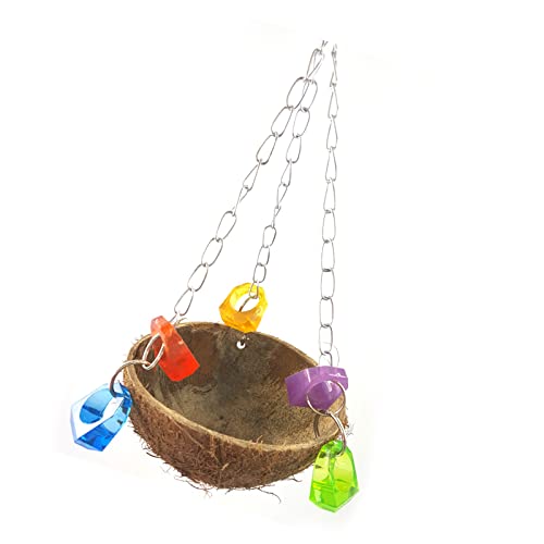 ＣＨＡＭＥＥＮ Kokosnussschale Vogel Schaukel Spielzeug Vogel Spielzeug hängenden Korb kauen Spielzeug Hängematte mit Acryl Ring von ＣＨＡＭＥＥＮ