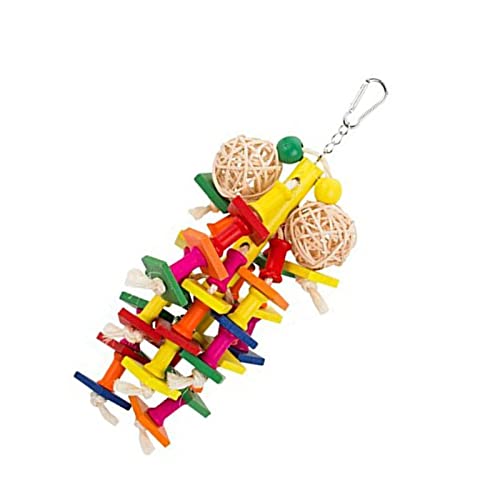 ＣＨＡＭＥＥＮ Papagei kauen Spielzeug Vogel Spielzeug bunten hölzernen Vogelkäfig Spielzeug Haustier Ausbildung Vier hängende von ＣＨＡＭＥＥＮ