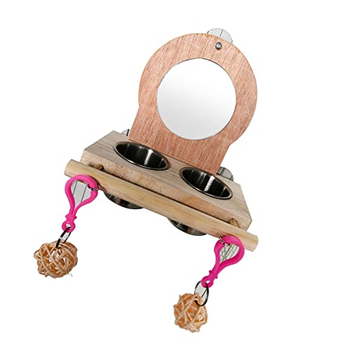 ＣＨＡＭＥＥＮ Vogelfutterteile mit Sitzstange Spiegel Vogelspielzeug Papageienfutter Wasserschüssel Knabberspielzeug von ＣＨＡＭＥＥＮ