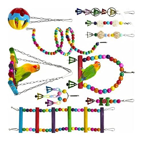 ＣＨＡＭＥＥＮ Vogelspielzeug Papagei 10 Stück kleines Vogelspielzeug Set Swinging Chew Toy Colourful Hanging Bell Gentoo von ＣＨＡＭＥＥＮ