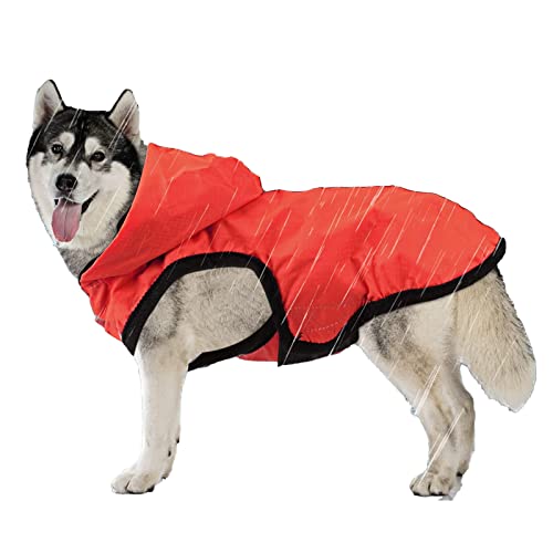 ＣＨＡＭＥＥＮ Wasserdichter Hunderegenmantel 2 in 1 Leichter Hundemantel mit Kapuze Arbeitskleidung Rot von ＣＨＡＭＥＥＮ