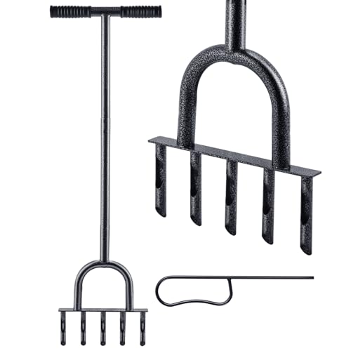 CHANGEMOORE Verdickter Rasenlüfter Manuell mit T-Griff – Robuster Aerifizierer für Rasen Belüften, 5x12 cm Stahlzinken, Ergonomischer Silikongriff, Inkl. Reiniger & Wartungsfreies Design von CHANGEMOORE