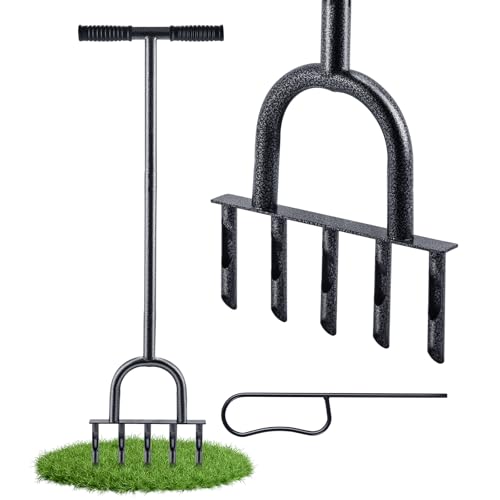 CHANGEMOORE Verdickter Rasenlüfter Manuell mit T-Griff – Robuster Aerifizierer für Rasen Belüften, 5x12 cm Stahlzinken, Ergonomischer Silikongriff, Inkl. Reiniger & Wartungsfreies Design von CHANGEMOORE