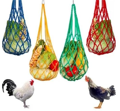 Hühner-Gemüse-Futterspender zum Aufhängen, Geflügel-Obsthalter mit Haken, wiederverwendbare Nylon-Netztasche für Hühner, Enten und große Vögel Hühner-Gemüse-Futterspender zum Aufhängen, Geflügel-Obsthalter mit Haken, wiederverwendbare Nylon-Netztasche für Hühner, Enten und große Vögel von CHANGYING