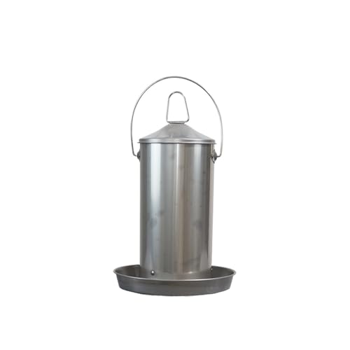 Hühnerfutterstation aus Edelstahl, 3 kg, kein Abfall, mit Griff, lebensmittelechtes 304-Metall, für Hühner und Vögel, robustes hängendes Design (4 kg) von CHANGYING