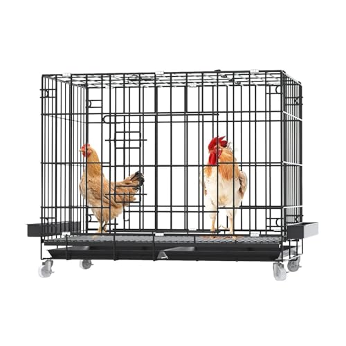 Hühnerstall aus Metall mit Rollen, faltbarer Geflügelkäfig für Hühner, Enten, Kaninchen und kleine Haustiere, für den Innen- und Außenbereich, langlebig und leicht zu reinigen (70 x 50 x 60 cm) von CHANGYING