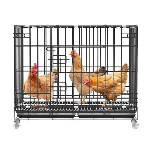 Hühnerstall aus Metall mit Rollen, faltbarer Geflügelkäfig für Hühner, Enten, Kaninchen und kleine Haustiere, für den Innen- und Außenbereich, langlebig und leicht zu reinigen (85 x 60 x 70 cm) von CHANGYING