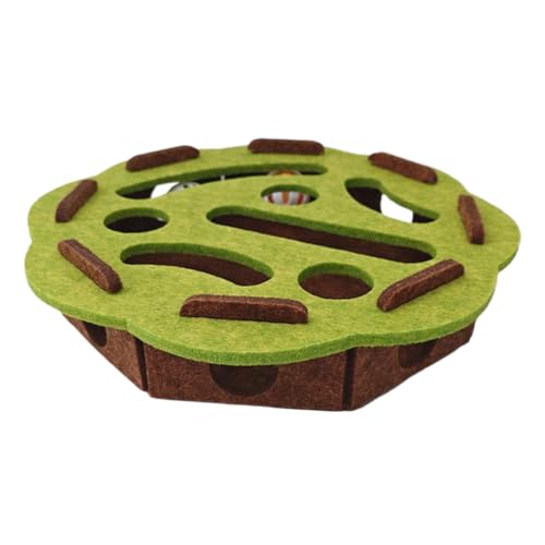 CHANGYUE Katzenanreicherung Spielzeug, Katzenpuzzlespielzeug, Katzenlabyrinth Filzkasten mit Ball, Filzpuzzletuch, Katzen spülen Spielzeug mit Bell -Filz -Puzzlespielzeug for Kätzchen (Spitzengrün bra von CHANGYUE