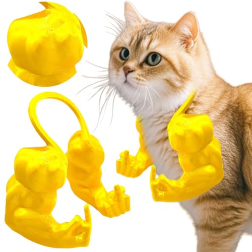 CHANGYUE Katzenmuskelarm, 3D -Gedruckter Nackenarm mit Muskel -Hausplay -Kostüm -Accessoires for Halloween -Geburtstagsfeier, lustiges Neuartiges Geschenk for Alles Haustier (Gold L) von CHANGYUE