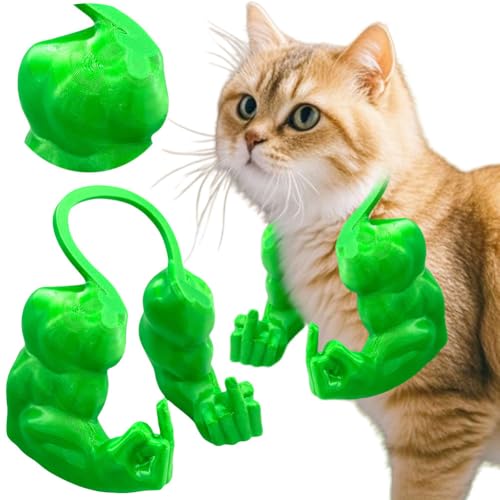 CHANGYUE Katzenmuskelarm, 3D -Gedruckter Nackenarm mit Muskel -Hausplay -Kostüm -Accessoires for Halloween -Geburtstagsfeier, lustiges Neuartiges Geschenk for Alles Haustier (Green L) von CHANGYUE