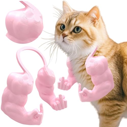 CHANGYUE Katzenmuskelarm, 3D -Gedruckter Nackenarm mit Muskel -Pet -Cosplay -Kostümzubehör for Halloween -Geburtstagsfeier, lustiges Neuartiges Geschenk for Alles Haustier (Pink S) von CHANGYUE