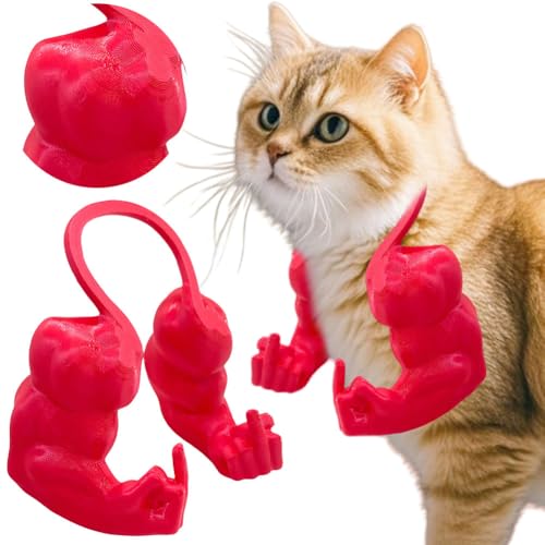 CHANGYUE Katzenmuskelarm, 3D -Gedruckter Nackenarm mit Muskel -Pet -Cosplay -Kostümzubehör for Halloween -Geburtstagsfeier, lustiges Neuartiges Geschenk for Alles Haustier (rot L) von CHANGYUE