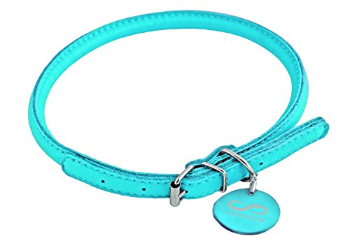 CHAPUIS SELLERIE Glamour Hundehalsband, verstellbar, rund, Leder, Durchmesser 8 mm, Länge 25-33 cm, Größe S, Blau von CHAPUIS SELLERIE