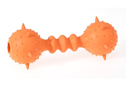CHAPUIS SELLERIE Hantelspielzeug mit Glöckchen, Naturkautschuk, Orange Länge für Hunde, 16 cm, Größe M von CHAPUIS SELLERIE